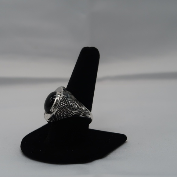 Sterling Silver Onyx Diamond Ring - Picture 2 of 4